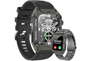 LOYEWAIER Moderne Smart Uhren HD Bildschirm Anruf Nachricht Erinnerung Bluetooth Uhr Mann Outdoor Sport Aktivität Fitness Tracker Männer Schwarz Edelstahl Smartwatch für Android IOS (D-Schwarz)