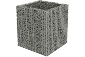 vidaXL Lit Surélevé à Gabion Acier Galvanisé Argenté 90x90x100 cm Jardinière