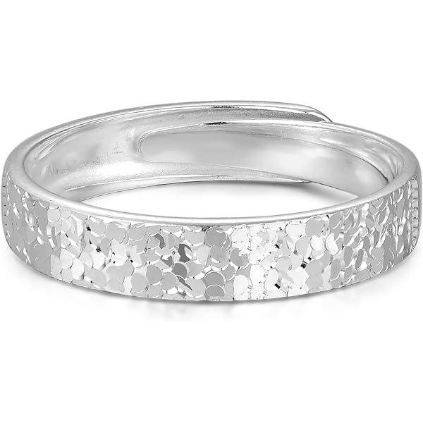 Flacher Funkenring Aus Sterling Silber 925 – Verstellbar, Hochglanzpoliert, Perfekt Als Geschenk Für Damen