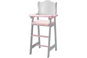 Olivia's Little World Little Princess Grey Polka Dot Wooden Baby Doll High Chair Doll Furniture Baby Doll Accessories TD-0098AG