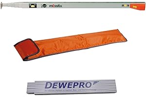 Nedo mEssfix 3m - Teleskop-Messstab - 0,70m - 3,00m - Teleskopmessstab - Teleskop Messstab inkl. Schutzhülle und DEWEPRO Zollstock 2m