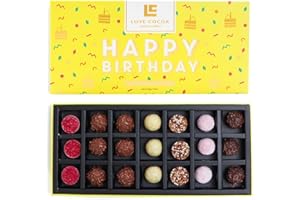 Love Cocoa Birthday Chocolate Selection Box - Luxury Gift Box of 21 Truffles White, Milk & Dark Chocolate, 250g – Perfect for Birthdays