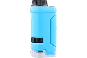 FANGEHONG Mini Microscopio de Bolsillo para Niños, Microscopio Portátil de Mano 60x-120x con Luces LED para Estudiantes Observación Microbiológica