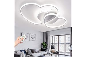 YZSJ Plafonnier LED Dimmable Plafond Moderne Coeur Acrylique Chambre D'enfants Lampe Avec Télécommande Garçons Filles Plafonnier Dessin Animé Lustre Enfants Plafonnier Intérieur Chambre Décor Lampe,Blanc