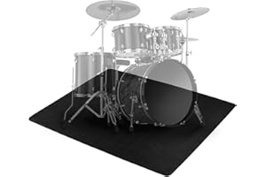 FREEAMG 120x160CM Tapis pour Batterie Antidérapant, Tapis de Batterie Insonorisant pour Batteries Acoustiques et Électroniques, Cadeau pour Les Batteurs (Noir)
