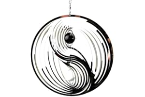 SK STYLE Large Hanging Stainless Steel Garden Wind Spinner Sun Catcher - Ying And Yang