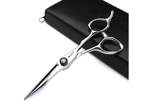 AXEMOORE Japan 440 Steel Scissors Professional Hairdressing Scissors For Barber Thinning Hair Shears 5.5/6/6.5 Inch (5.5 Inch Flat Scissors)