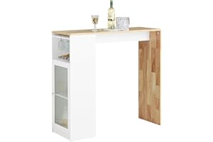 ‎SOBUY SoBuy FWT99-WN Bartisch Esstisch Balkontisch Küchentisch Bistrotisch Stehtisch Bartresen Balkontisch Beistelltisch Weiß-Natur BHT ca. 108x105x40cm