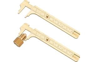 UOCAI 2 unidades de calibrador pequeño, analógico, práctico, mini latón, doble escala, regla de bolsillo, para joyas y carpintería, regla de medición en pulgadas