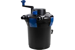 AquaForte Filtro a pressione GPF-1500 (9 Watt), potenza 9 Watt, tensione 230 V, frequenza 50 Hz, ingresso/uscita 19/25/33 mm, portata consigliata 4.000 l/h, adatto per laghetti decorativi fino a 3.000