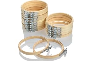 VEUWOLM 16 Piezas Bastidores para Bordar,10 cm/4 Pulgadas Marco de Bordado Hecho a Mano,Bastidor de Madera para Bordar,Marcos de Punto de Cruz Ajustables,para Bordar Coser Tejer o DIY Manualidades