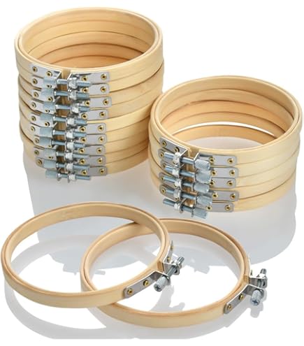 7 stuks bamboe borduurframes houten banden, 8/10/13/16/18/20 cm ronde borduurframeset, verstelbaar kruissteekframe, banden voor doe-het-zelf handnaaihandwerk, borduurwerk, kunstwerken, gereedschap