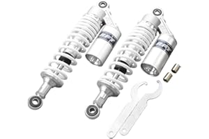 Hegeiisy 340mm 13.38 inch 7mm Spring Universal Motorcycle Air Shock Absorber Rear Suspension ATV Quad Scooter Dirt Bike For 50cc 75cc 90cc 125cc 150cc 250cc 300cc White