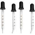Eye Droppers - Pack of 4, Bulk Bent & Straight Tip Calibrated Glass Medicine Dropper Set