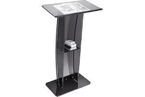 VEVOR Ståbord rednerpult 685 x 330 x 1198 mm, podiumstativ med bred läsyta och förvaringshylla, ståskrivbord för kyrka, kontor, skola, svart podium 30 kg lastkapacitet