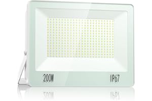 VRTOGTHE 200W Projecteur LED Extérieur, 360 Puces 20000LM Spot LED Extérieur, Blanc Froid 7000k IP67 Étanches Eclairage Exterieur pour Terrasse, Cour, Jardin, Garage Et Usine