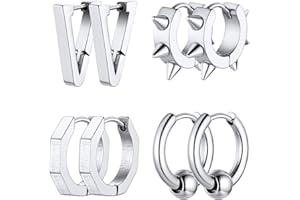 FOCALOOK Orecchini Uomo in Acciaio Inossidabile 316L Orecchini Oro/Nero/Argento Orecchini Acciaio Chirurgico Unisex Donna Confezione Regalo