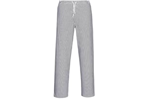 PORTWEST Bromley Chef Pantalon Taille élastique 100% coton alimentaire Restauration de travail, Bleu (Pied de Poule), 4X-Large