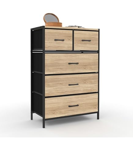 Commode 4 Tiroirs Tissu Utah IDMarket - Meuble Rangement Industriel 80cm