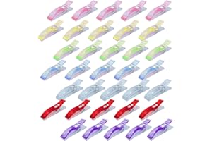 UMCHU 35 Pièces Pince Plastique Couture,Longues Pinces à Coudre polyvalentes,Clips Pinces en Plastique,Clips à Couture pour Coudre, Piquer, Crocheter, Tricoter(7 Couleurs)