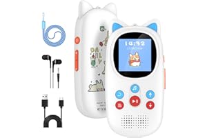 Niños Mp3 Reproductor de 32GB, Diofox Reproductor MP3 Bluetooth 5.3, HiFi Reproductor de Música con Altavoz Interno, Radio FM, Grabadora de Voz, Función E-Book, Soporte hasta 128 GB Tarjeta