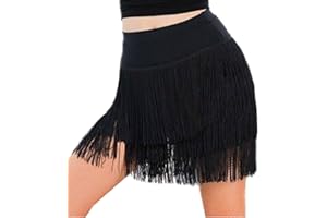 ZYMOZYM Jupe Mini Casual Madame Tenue Disco Frange à Trois Couches Festival Jupe De Danse Latine Femme
