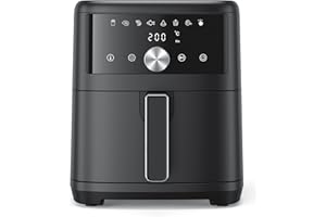 Innsky Friggitrice ad Aria Calda 6 Litri, Air Fryer con LED Touch Screen, Friggitrice Senza Olio Design Compatto, Fino A Sei Persone, 1500W, 8 Programmi, Basso Rumore, Ricette Italiane, Color Nero