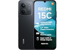 Xiaomi Redmi 15C, Smartphone 4+128GB, Display 6,9" 120Hz, 7,99mm, MediaTek Helio G81-Ultra, Dual camera da 50MP, Mega batteria da 6000mAh, Garanzia 2 anni, Nero, Caricabatterie non incluso