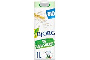 BJORG - Boisson Riz Sans Sucres - Boisson Végétale Bio - Pauvre en Acides Gras Saturés - à Boire et à Cuisiner - Petit-Déjeuner Et Goûter - 1 L