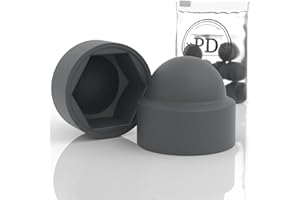 PD® Tapas protectoras hexagonales M8 (ancho a través de planos 13) | Tapas antracita para tornillos de plástico | Tapas para tuercas y cabeza de tornillo | Tapas antracita para tornillos | 50 piezas