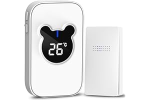 Timbre Inalámbrico, SiegenPro Kit Timbre Inalámbrico Exterior Impermeable IP65, Timbre Puerta de Casa con Termómetro, 38 melodías, No Necesita Batería Timbre para Hogar Oficina