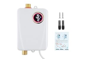 NEULRISCN Mini Chauffe-Eau Instantané 3500W Installation Sous Évier - Chauffe-Eau Électronique avec Affichage LED Température - Ballon Sous Évier Compact pour Cuisine, Salle de Bain, Camping-Car