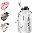 JIMACRO Water Bottle, 1.5 Litre Sports Water Bottle with Time Markings and Reusable, Leakproof Water Bottle BPA-Free, Flip Top for Sports, Cycling, Camping