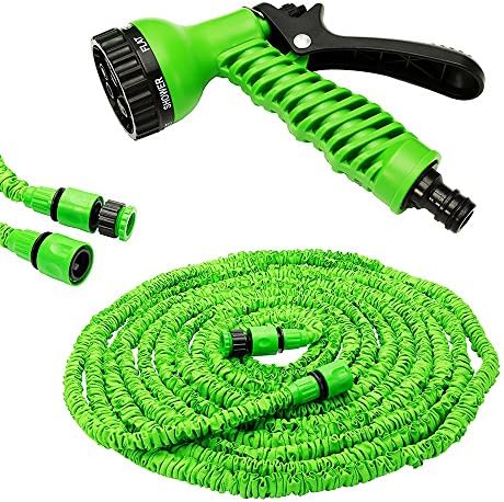 T0PDEALSUK Expandable Garden Hose Flexible Pipe Spray 50ft/75ft/100ft/150ft/200ft with 7 setting Spray Gun Green (100ft)