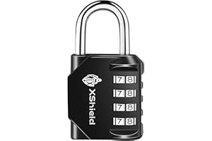 XShield 4-Digit Combination Padlock | Heavy-Duty Keyless Lock with 10,000 Code Options | Weather-Resistant Alloy Body | Ideal for Lockers, Gates, Gym, Outdoor & Travel – Black (Pack of 1)