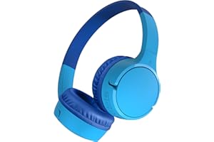 Belkin Casque audio sans fil SoundForm Mini pour enfants avec micro intégré (pour apprentissage en ligne, études, voyage, compatible avec l’iPhone, iPad, Kindle, etc., bleu)