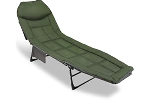 Daromigo Chaise longue pour pêche à la carpe, avec sac de rangement, pliable, charge maximale 150 kg, 200 x 64 x 32 cm, lit de camping rembourré
