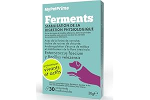 MyPetPrime Ferments Lactiques Probiotiques Chien 6,5M UFC - 30 CPR Probiotiques - Formule Vétérinaire - Système Digestif, Système Immunitaire, Antioxydant.