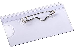 EUROPEL Porte-badges en plastique fermeture épingle (épingle à nourrice) – lot de 24 pièces - 60 x 40mm - Porte-cartes d'identité et porte-étiquettes nominatives - avec étiquettes d'insertion vierges
