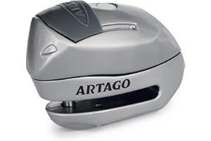 Artago 24S.6M Candado Moto Sin/con Alarma Don't Touch 120dB, LED Oscuridad, Más Impermeable, Pila Larga Duración, Antirrobo Moto Disco Cerradura Tapa Deslizante, Pinza Cepo Bloqueo 6mm Universal