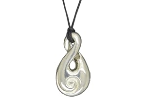 KIWI Pendentif Néo-Zélandais, Pendentif Boucle Infinie avec Koru, Fait Main, en Etain, Fabrication Française, par Les Etains de Jumilhac