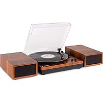 Fenton RP170L Platenspeler Bluetooth In, LP Speler met ingebouwde Speakers en Platenkoffer, Auto Stop, Retro Vinyl Player, 33/45/78 RPM, RCA, Record Player met Stofkap - Hout