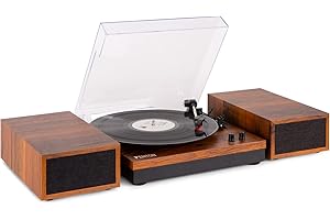 Fenton RP165 Platine Vinyle Bluetooth avec 2 Haut-Parleurs Stéréo - Bois, Lecture 33, 45 et 78 Tours, Système HiFi, Sortie RCA, Une Platine Rétro Idéale pour Décorer et Écouter Vos Vinyles