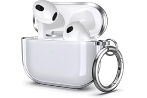ULAK Cover Compatibile con AirPods 3 Trasparente, Custodia Airpods 3 Antiurto con Moschettone Case Airpods Terza Generazione 2021 [LED Anteriore Visibile] [Supporto Ricarica Wireless], Trasparente