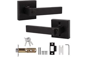 Probrico Entry Door Lever with Key Stainless Steel Bedroom Door Lock External Door Handle Knob Oil Rubbed Bronze