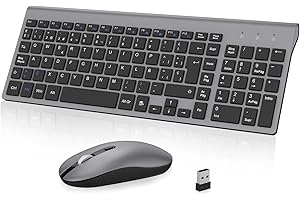 cimetech Teclado y Ratón Inalámbrico, 2.4G Combo Teclado Raton Inalambrico Español 2 en 1 USB Ultra Delgado Silencioso Mouse,Teclado y Ratón para PC/Laptops/Ordenador (Gris)