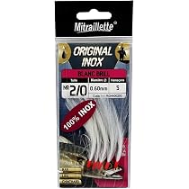 Bas De Ligne Mer Ragot Mitraillette Original – Blanc Brillant, 3 Hameçons N°3/0, Fil 60/100, Pièce à L'Unité