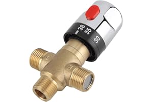 Nikou Válvula de mezcla termostática - Válvula de mezcla termostática de latón Temperatura del agua Tubería Cuenca Termostato