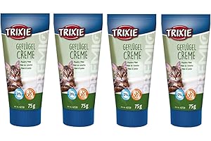 Crema di Pollo Trixie Premio per Gatti | Confezione da 4 | 4 x 75 g | Integratore Alimentare per Gatti | Può aiutare a facilitare l'assunzione di farmaci | A base di pollo