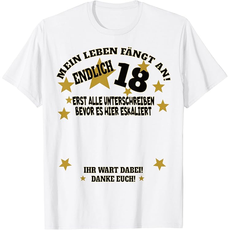 Damen T-Shirt 'Gästebuch 18. Geburtstag' – Slim Fit, 100% Baumwolle, Witziges Geschenk Zum Erwachsenwerden